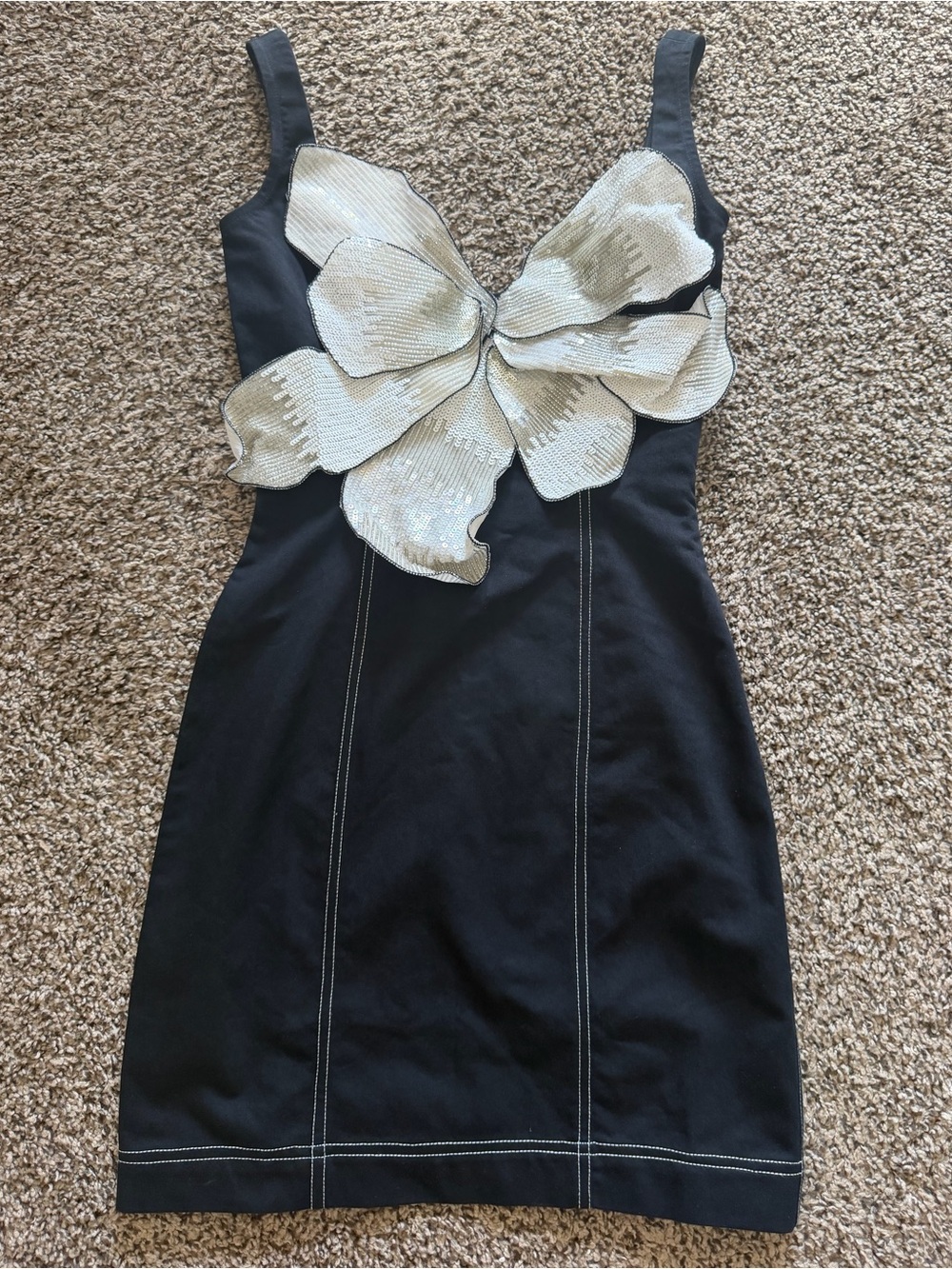 Twinkle Hanspal Kiska Cynthia Mini Dress Black 3D Flower Women Size XS NEW - Picture 4 of 11